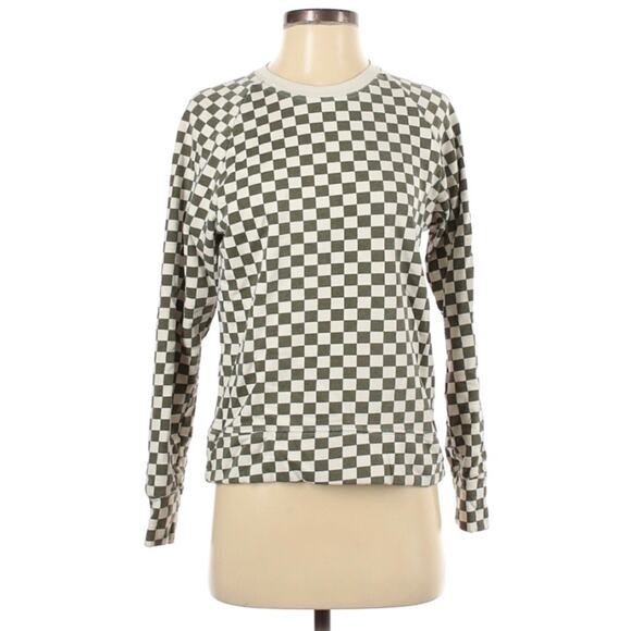 Splits59 Tilda Sweatshirt Checkered Green Cream Athletic Casual‎ Top Women's XS - Picture 9 of 11